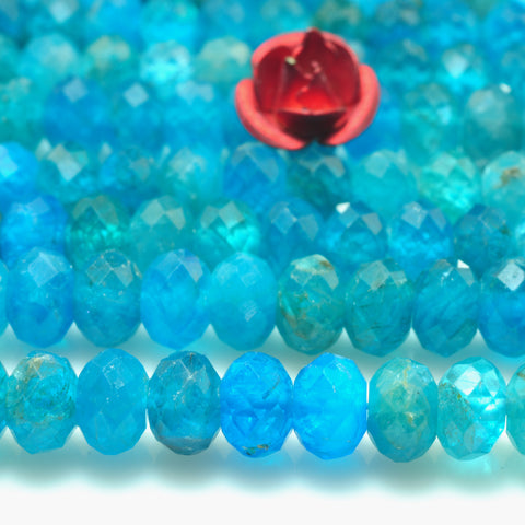 YesBeads natural blue Apatite gemstone faceted rondelle beads wholesale jewelry making 15"