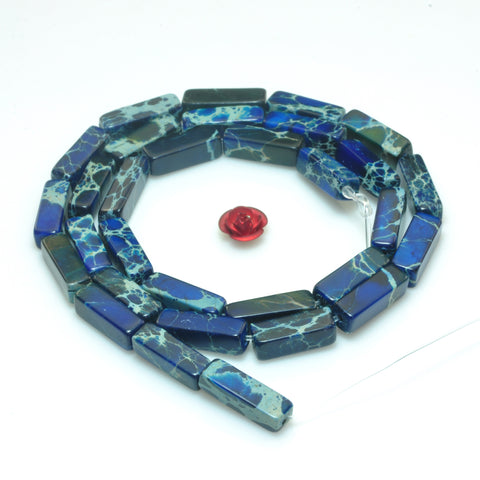 YesBeads Blue Impression Jasper smooth rectangle beads imperial jasper 4x13mm 15.5"