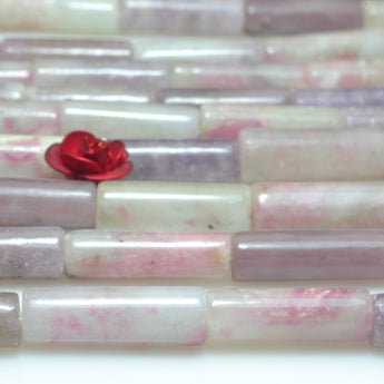 YesBeads Natural Plum Tourmaline pink gemstone smooth tube beads 4x13m 15"