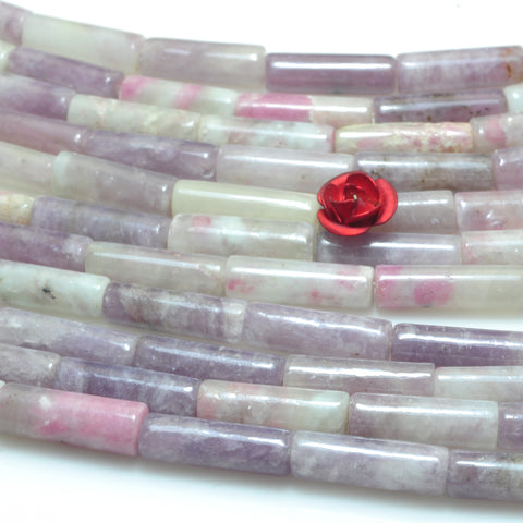 YesBeads Natural Plum Tourmaline pink gemstone smooth tube beads 4x13m 15"