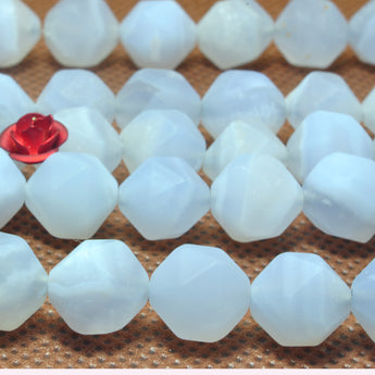 Natural Blue Lace Agate matte star cut faceted nugget beads wholesale gemstone jewelry making bracelet necklace diy