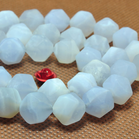 Natural Blue Lace Agate matte star cut faceted nugget beads wholesale gemstone jewelry making bracelet necklace diy