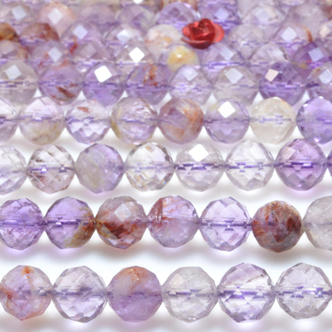 Natural super seven 7 crystal cacoxenite amethyst faceted round loose beads wholesale gemstone jewelry making bracelet diy stuff