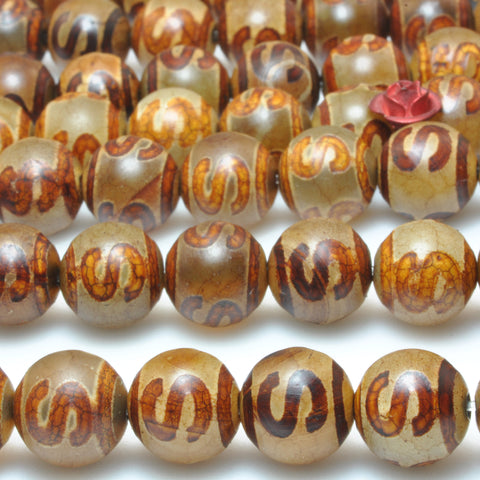Tibetan agate S character smooth round beads loose gemstone wholesale jewelry making bracelet diy stuff