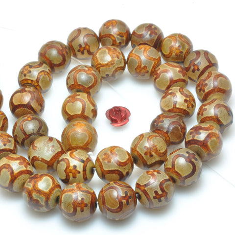 Tibetan agate smooth round beads loose gemstone wholesale jewelry making bracelet diy stuff