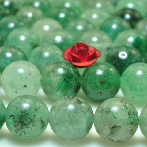 YesBeads Green Crystal Quartz smooth round loose beads gesmtone whoelsale 8mm 15"