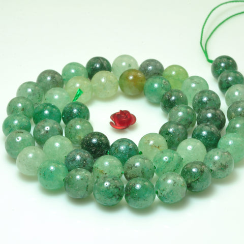 YesBeads Green Crystal Quartz smooth round loose beads gesmtone whoelsale 8mm 15"