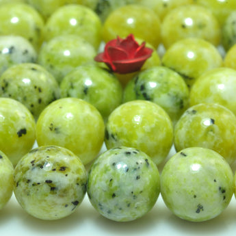 YesBeads Green Jasper smooth round loose beads gemstone 8mm 15"