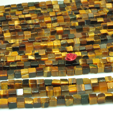 YesBeads Yellow Tiger Eye smooth square cube beads gemstone wholesale 15"