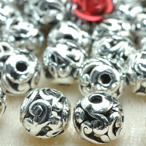 YesBeads Antique silver plated metal round spacers connector beads wholesale spacer findings