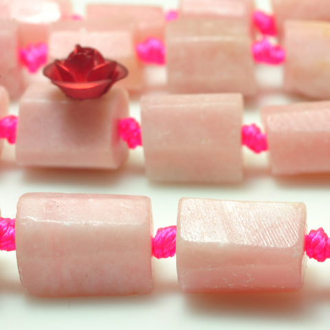 YesBeads Natural Pink Rhodochrosite faceted matte tube beads gemstone wholesale for jewelry making