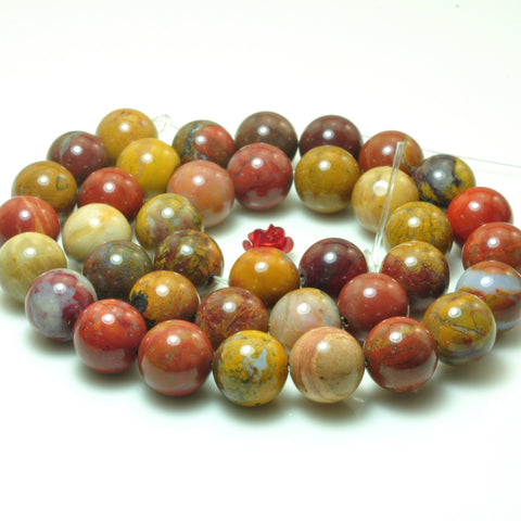 YesBeads Natural warring states red jasper smooth round beads wholesale gemstone jewelry making 15"