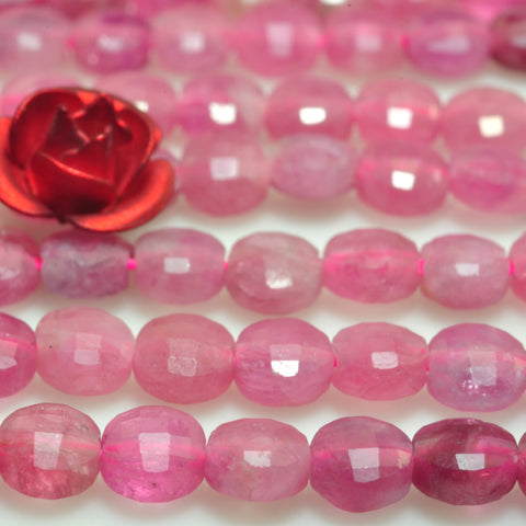 YesBeads Natural pink tourmaline gemstone micro faceted coin loose beads wholesale jewelry making 4mm 15"