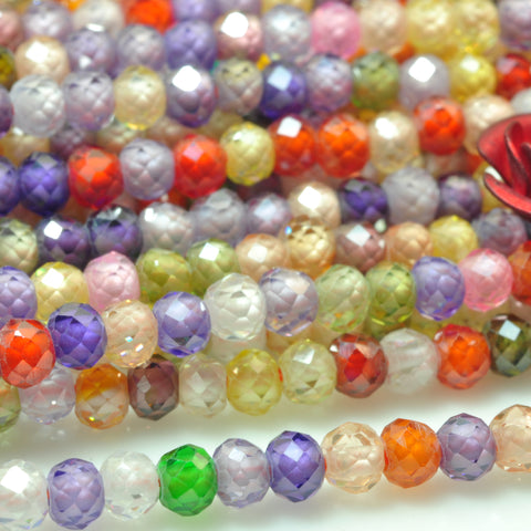 YesBeads Zircon mix gemstone faceted rondelle loose beads wholesale zirconia 2x3mm