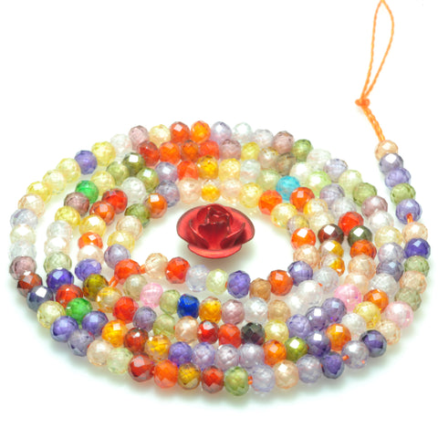YesBeads Zircon mix gemstone faceted rondelle loose beads wholesale zirconia 2x3mm
