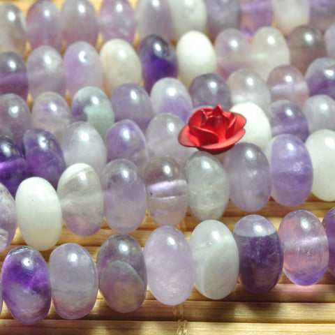 YesBeads natural dog tooth Amethyst smooth rondelle loose beads wholesale gemstone 5x8mm