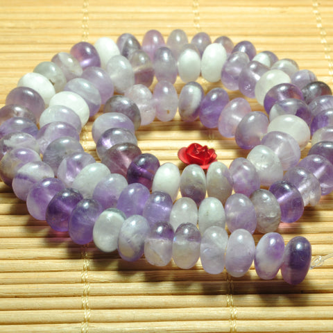 YesBeads natural dog tooth Amethyst smooth rondelle loose beads wholesale gemstone 5x8mm
