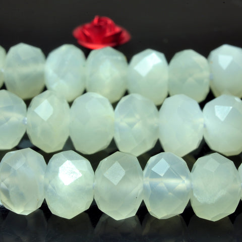 YesBeads natural white Moonstone faceted rondelle loose beads wholesale gemstone 5x8mm