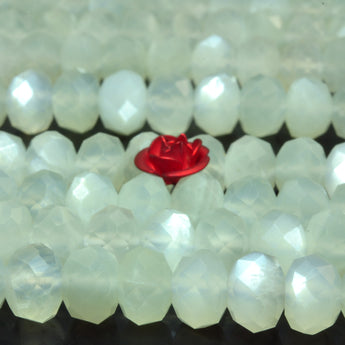 YesBeads natural white Moonstone faceted rondelle loose beads wholesale gemstone 5x8mm