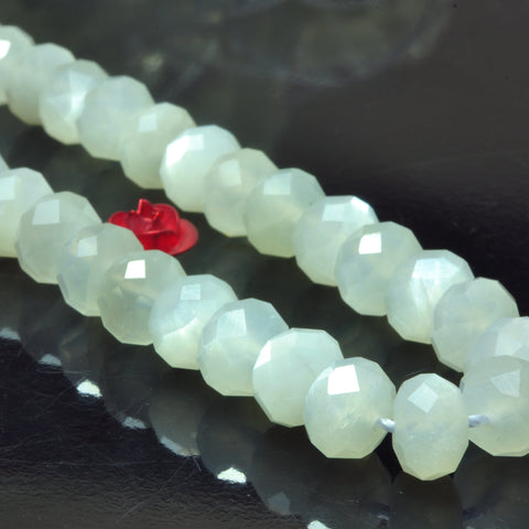 YesBeads natural white Moonstone faceted rondelle loose beads wholesale gemstone 5x8mm