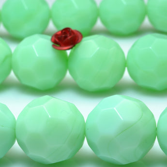 YesBeads Green Ceramic faceted round loose beads wholesale gemstone jewelry 14mm