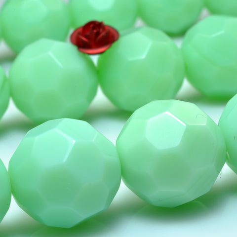 YesBeads Green Ceramic faceted round loose beads wholesale gemstone jewelry 14mm