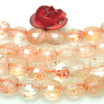 YesBeads natural orange Sunstone micro faceted coin loose beads wholesale gemstone jewelry making 4mm 15"