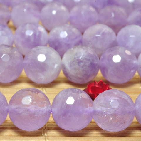 YesBeads Natural Purple Jade faceted round beads lavender jade whoelsale gemstone jewerly 6mm-12mm 15"