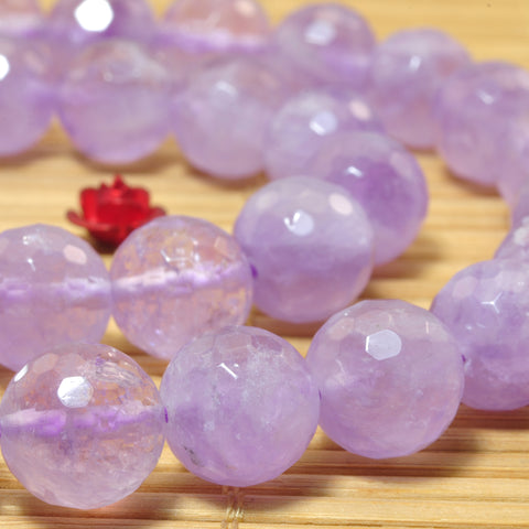 YesBeads Natural Purple Jade faceted round beads lavender jade whoelsale gemstone jewerly 6mm-12mm 15"