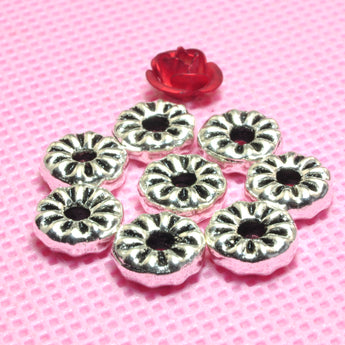 YesBeads 925 Sterling silver doughnut spacers vintage silver flower ring spacer connector beads findings