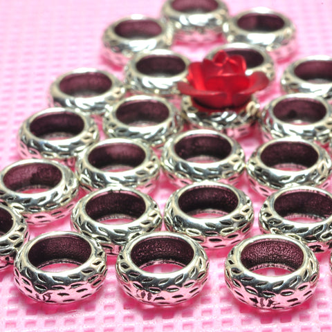 YesBeads 925 Sterling silver rondelle spacers donut large hole spacer connector beads fingings wholesale