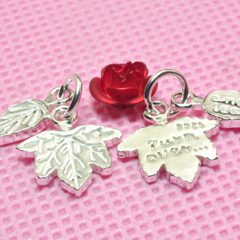 YesBeads 925 sterling silve maple leaf charm carved turn over a new leaf pendant charms jewelry wholesale