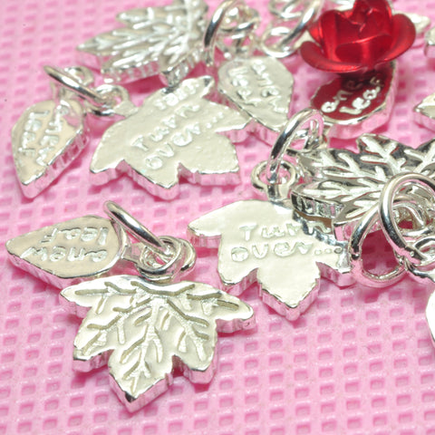 YesBeads 925 sterling silve maple leaf charm carved turn over a new leaf pendant charms jewelry wholesale