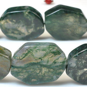 YesBeads Natural Green Moss Agate smooth nugget beads gemstone wholesale jewelry 15"