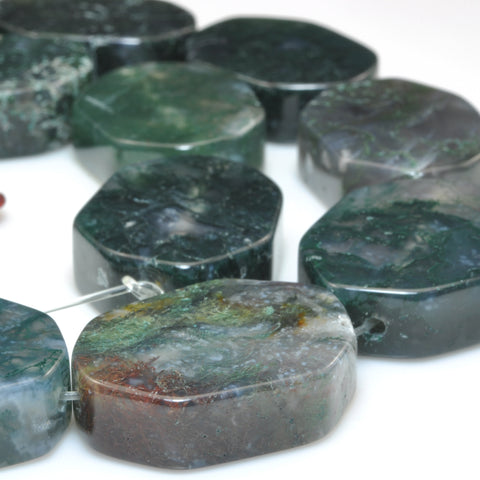 YesBeads Natural Green Moss Agate smooth nugget beads gemstone wholesale jewelry 15"