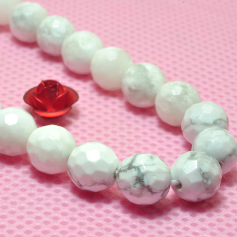 YesBeads natural white Howlite micro faceted round loose beads wholesale gemstone 6mm 15"