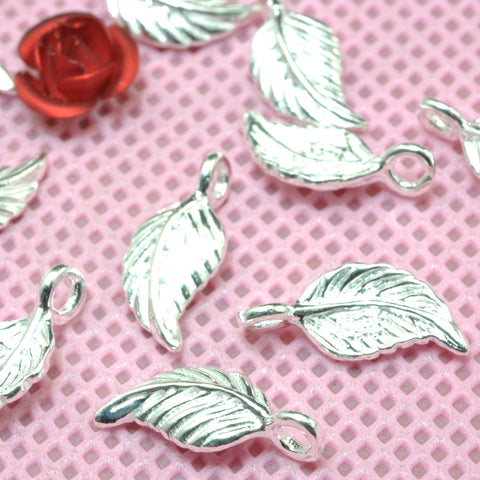 925 Sterling silver handmade jewelry carve leaf charms pendant beads wholesale jewelry findings