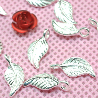 925 Sterling silver handmade jewelry carve leaf charms pendant beads wholesale jewelry findings