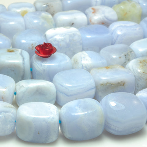 YesBeads Natural Blue Lace Agate smooth candy nugget beads gemstone wholesale 15"