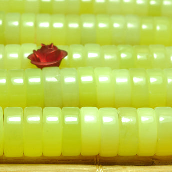 YesBeads Natural Lemon Jade smooth heishi wheel beads yellow gemstone wholesale 15"