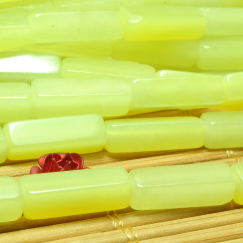 YesBeads Natural Lemon Jade smooth rectangle beads yellow gemstone wholesale 15"