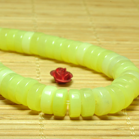 YesBeads Natural Lemon Jade smooth heishi wheel beads yellow gemstone wholesale 15"