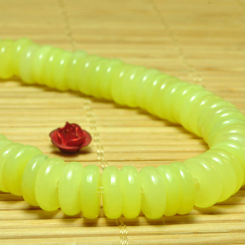 YesBeads Natural Lemon Jade smooth rondelle beads yellow gemstone wholesale 15"