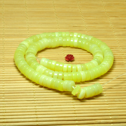 YesBeads Natural Lemon Jade smooth heishi wheel beads yellow gemstone wholesale 15"