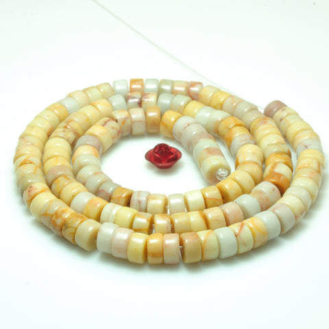 YesBeads Natural Yellow Turquoise smooth heishi wheel rondelle beads 3x6mm 15"