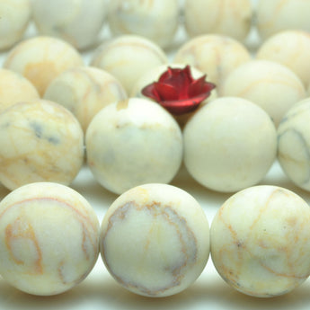 Chinese turquoise cream yellow Turquoise matte round beads wholesale gemstone jewelry making bracelet necklace diy