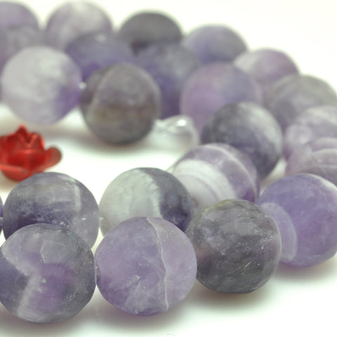 YesBeads natural dog tooth Amethyst faceted matte round loose beads wholesale gemstone 15"