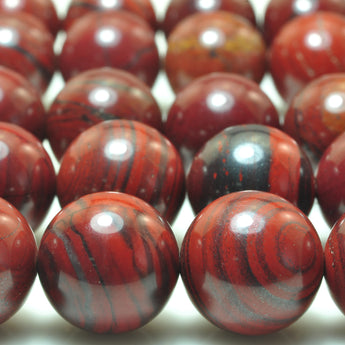 YesBeads Natural Red Jasper smooth round loose beads gemstone wholesale jewelry making 15"