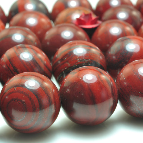 YesBeads Natural Red Jasper smooth round loose beads gemstone wholesale jewelry making 15"