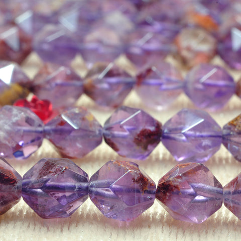 Natural Super 7 cacoxenite amethyst star cut faceted nugget beads wholesale super seven crystal gemstone